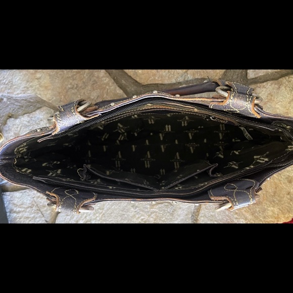 American West Tooled Leather Purse Purple - Picture 8 of 10